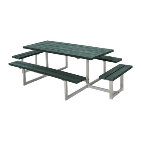 Picknicktafel gerecycled kunststof - Basic - groen 4 banken - 260 x 160 x 73 cm