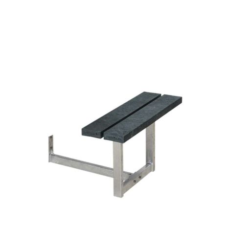 Aanbouwbank gerecycled kunststof - Basic grijs 1 zitplek 41 x 77 x 45 cm
