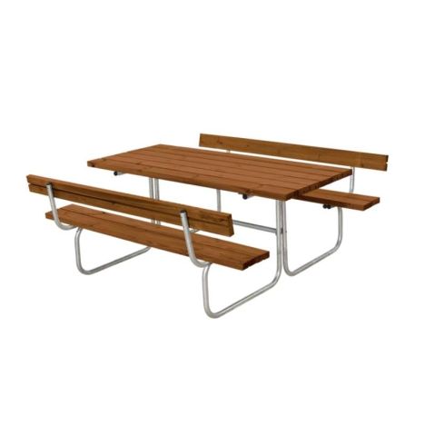 Picknicktafel vuren geimpregneerd - Classic 2 rugleuningen teak - 177 x 177 x 75 cm