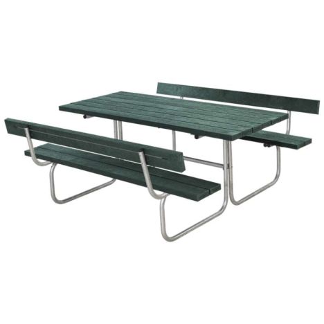 Picknicktafel gerecycled kunststof - Classic 2 rugleuningen groen - 177 x 177 x 75 cm
