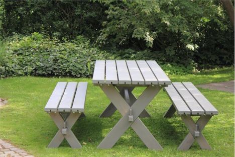 Picknicktafel vuren geimpregneerd - Nostalgi - grijsbruin - 76 x 177 x 72 cm