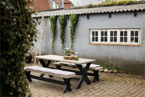 Picknicktafel vuren geimpregneerd - Nostalgi - zwart en grijsbruin - 76 x 177 x 72 cm