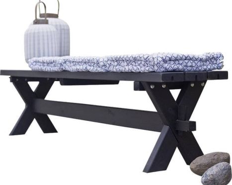 Bank vuren geimpregneerd - Nostalgi zwart 38 x 177 x 44 cm