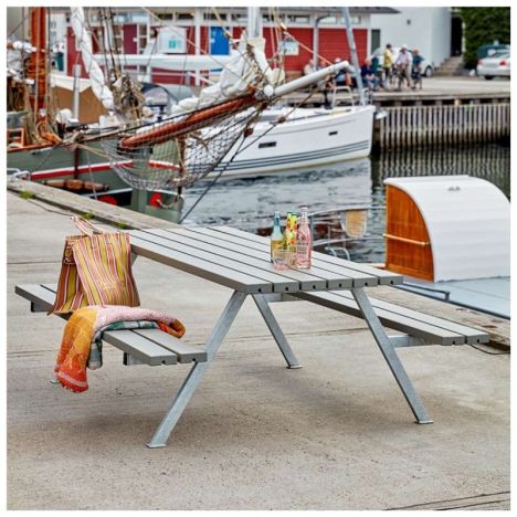 Picknicktafel vuren gegrond grijsbruin - Alpha - 118 cm