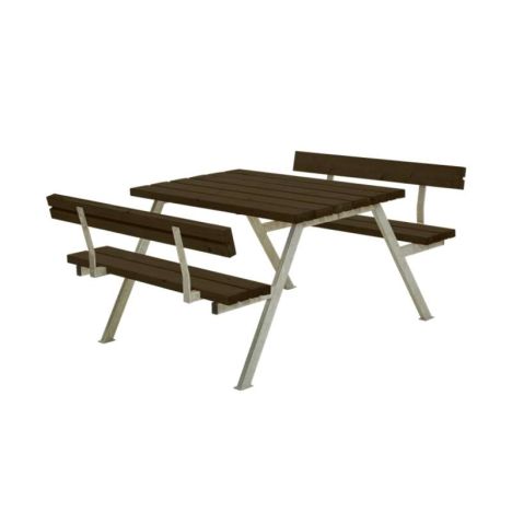 Picknicktafel vuren gegrond zwart - Alpha 2 rugleuning 185 x 118 x 76 cm
