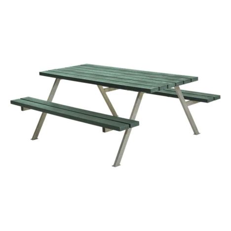 Picknicktafel gerecycled kunststof groen - Alpha 177 cm