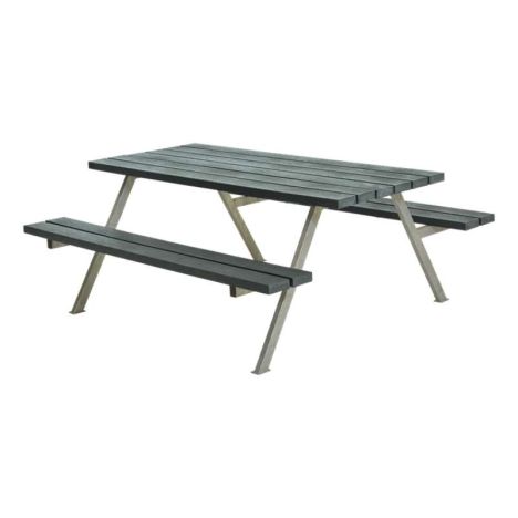 Picknicktafel gerecycled kunststof grijs - Alpha 177 cm