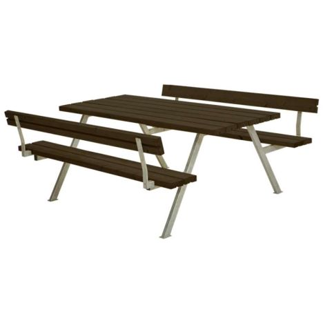Picknicktafel vuren gegrond zwart - Alpha 2 rugleuning 185 x 177 x 76 cm
