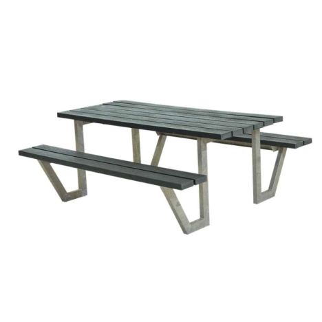 Picknicktafel gerecycled kunststof grijs - Wega 161 x 177 x 73 cm