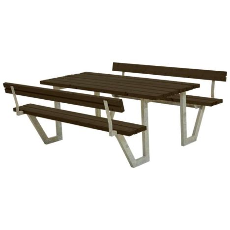Picknicktafel vuren gegrond zwart - Wega 2 rugleuning 185 x 177 x 76 cm