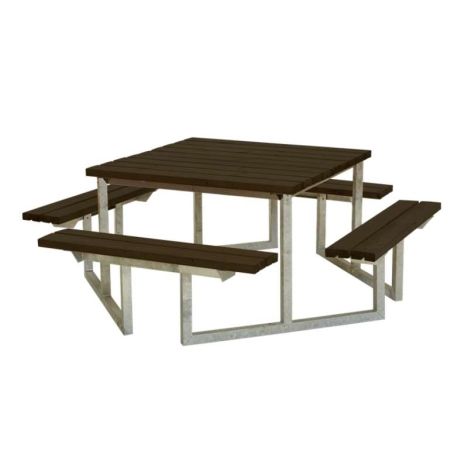 Picknicktafel vuren geimpregneerd - Twist vierkant gegrond zwart 204 x 204 x 73 cm