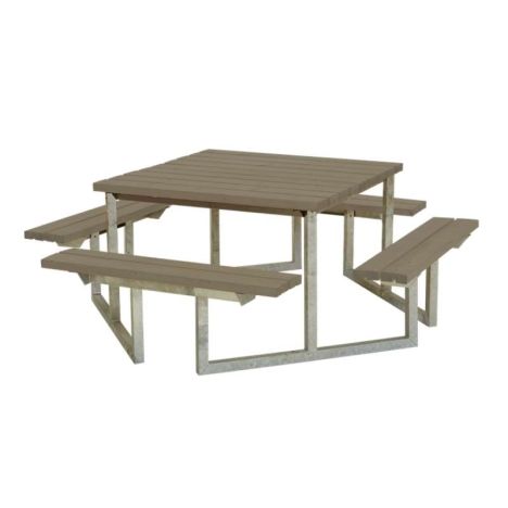 Picknicktafel vuren geimpregneerd - Twist vierkant gegrond grijsbruin 204 x 204 x 73 cm