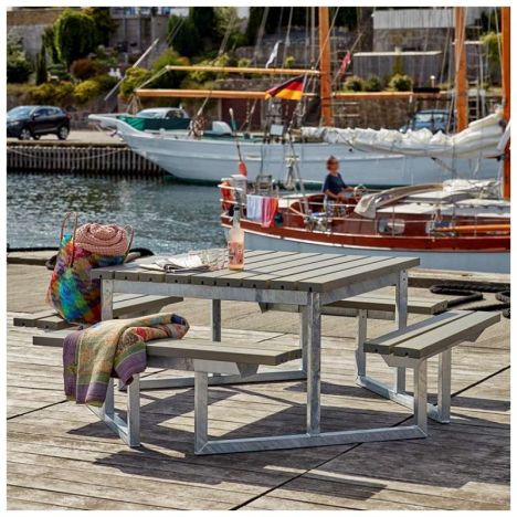 Picknicktafel vuren geimpregneerd - Twist - vierkant gegrond grijsbruin