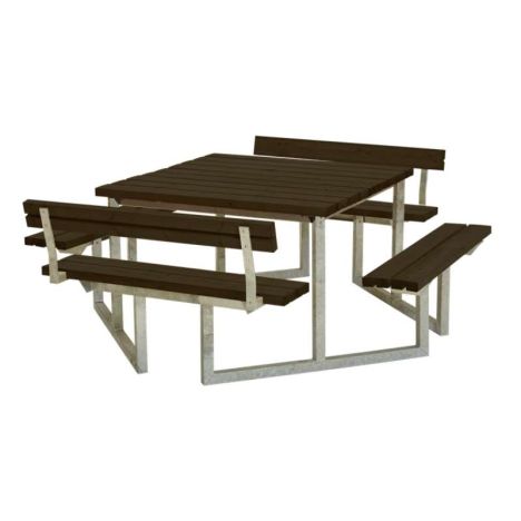 Picknicktafel vuren geimpregneerd - Twist vierkant 2 rugleuningen gegrond zwart 227 x 204 x 76 cm