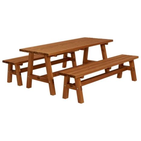 Picknicktafel vuren - Country - gegrond teak - 181 x 177 x 76 cm