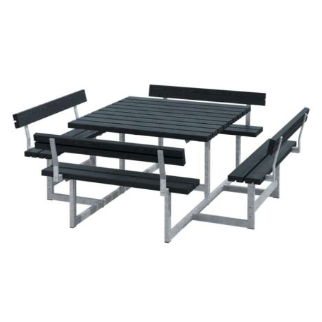 Picknicktafel vuren - Picknick vierkant gegrond zwart 224 x 224 x 76 cm