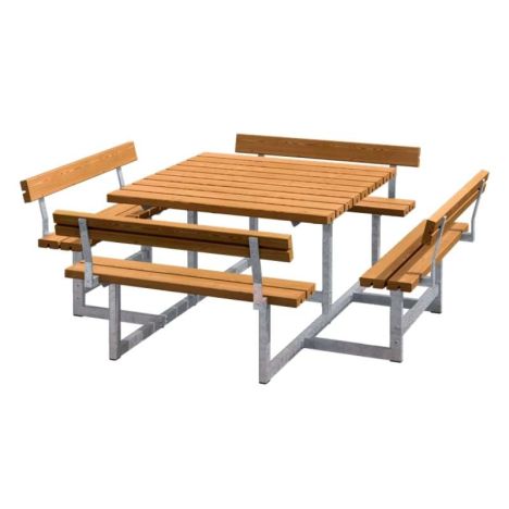 Picknicktafel vuren - Picknick vierkant gegrond teak 224 x 224 x 76 cm