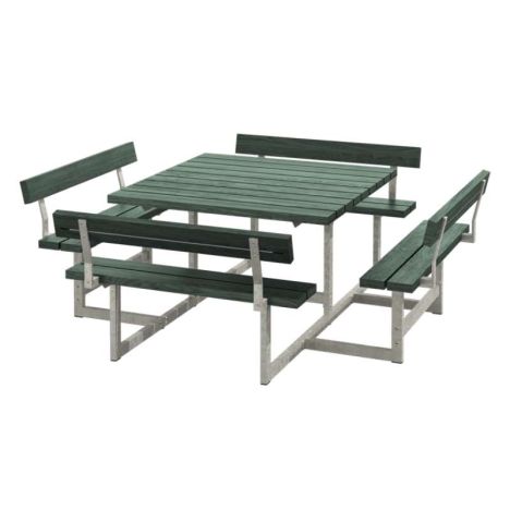 Picknicktafel gerecycled kunststof groen - Picknick vierkant 224 x 224 x 76 cm