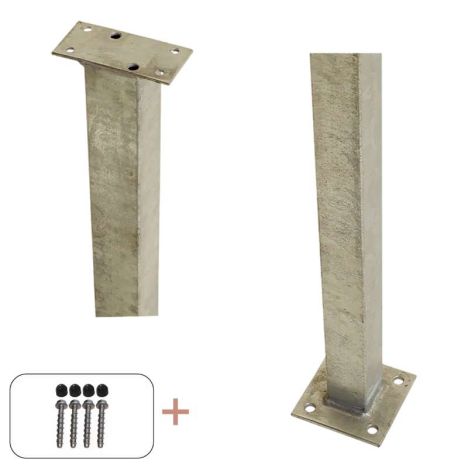 Paal staal met voet gegalvaniseerd incl. schroeven - 4,5 x 4,5 x 103,3 cm