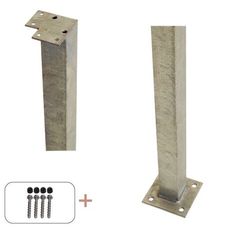 Hoekpaal staal met voet gegalvaniseerd incl. schroeven - 4,5 x 4,5 x 103,3 cm