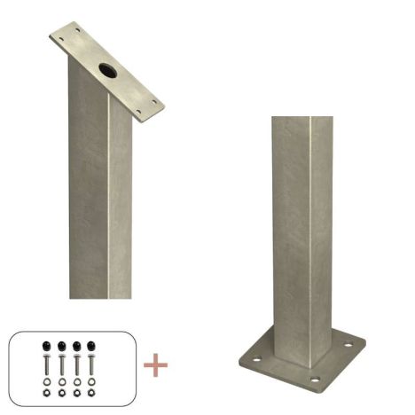 Paal staal met voet tbv trapleuning gegalvaniseerd inclusief schroeven - 4,5 x 4,5 x 87,2 cm