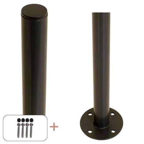 Paal rond staal met voet zwart-grijs incl. schroeven - 4,2 x 96 cm