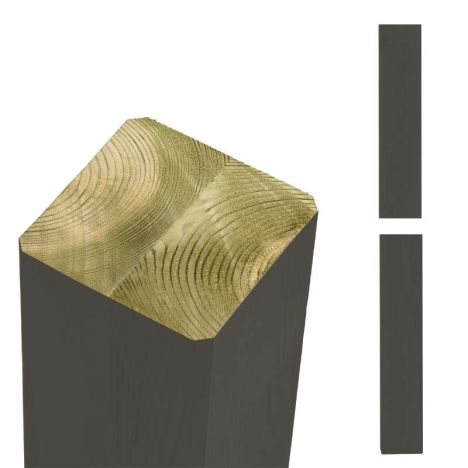 Hekpaal vuren 9 x 9 cm ombergrijs ongepunt geschaafd