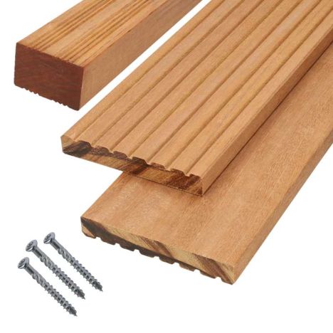 Vlonderplank totaalpakket hardhout Bankirai 2,1 x 14,5 cm (3,05 mtr) groef/vlak