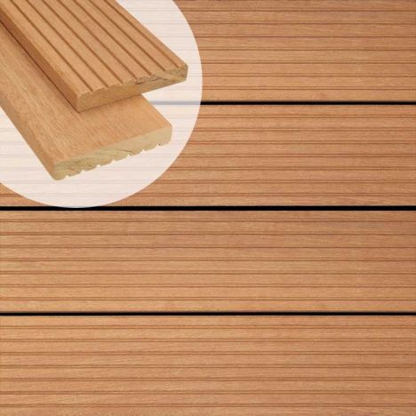 Vlonderplank hardhout Bankirai 2,5 x 14,5 cm (3,35 mtr) groef/vlak
