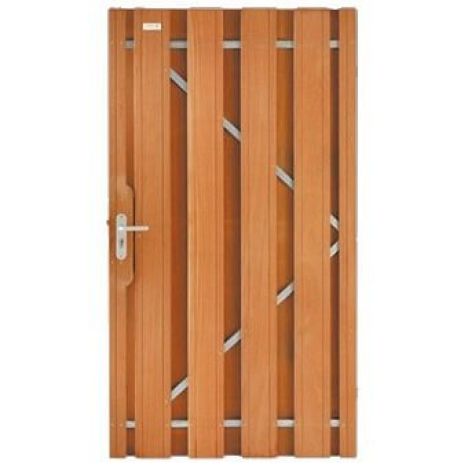 Tuindeur hardhout bankirai recht met stalen frame incl. beslag (100x180cm) v-groef dikte 5,2 cm
