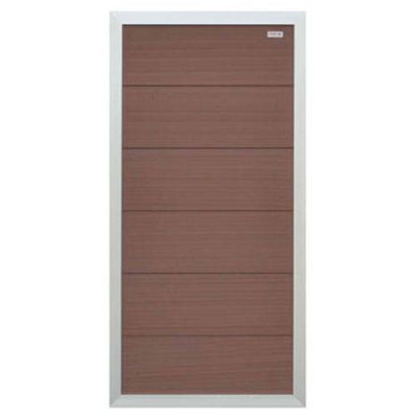 Schutting composiet Forte bruin met blank aluminium kader (90  x 180 cm)
