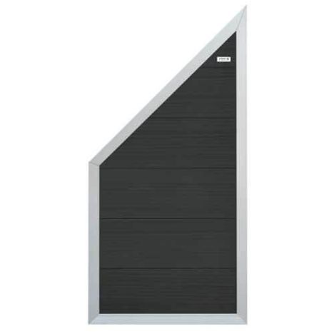 Schutting composiet schuin Forte antraciet met blank aluminium kader (90  x 180/93 cm)