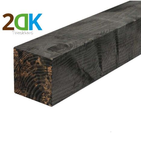 Tweedekans - Paal grenen geïmpregneerd 15,0 x 15,0 cm (300 cm) zwart gedompeld