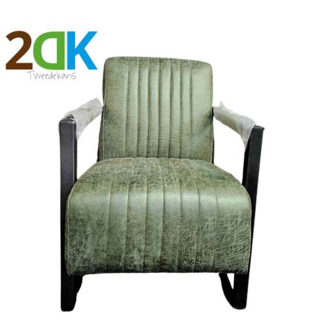 Tweedekans - Fauteuil - Capri - Lederlook Missouri groen 10
