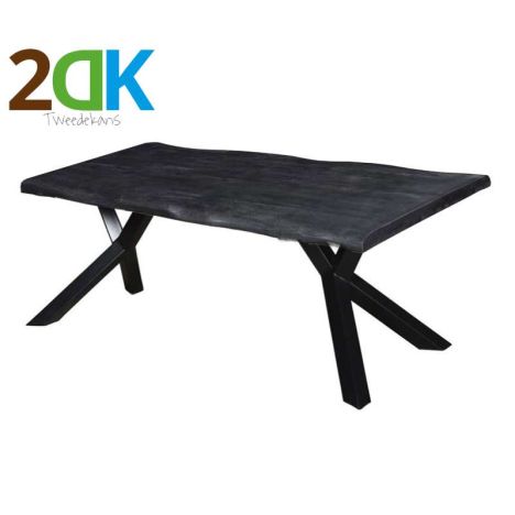 Tweedekans - Boomstamtafel massief Mango zwart - 160 x 90 cm