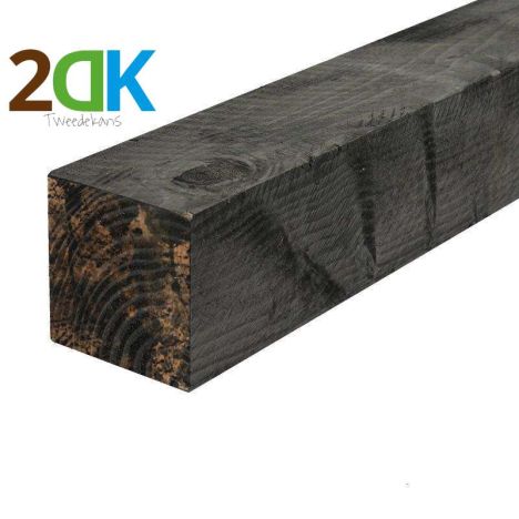 Tweedekans paal grenen geïmpregneerd 15,0 x 15,0 cm zwart gedompeld