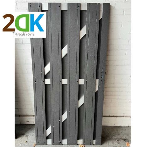 Tweedekans - Tuindeur composiet Stijl antraciet met blank alu frame incl. beslag (100 x 180 cm)