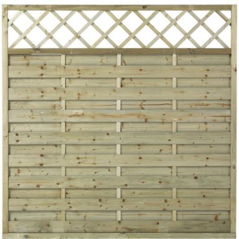 Schutting vuren - Bergen recht met trellis groen geimpregneerd (180 x 180 cm)