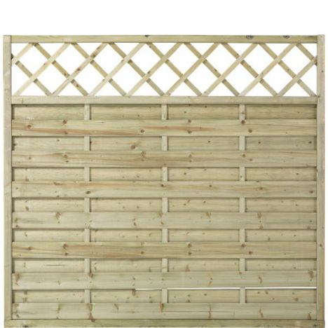 Schutting vuren - Bergen recht met trellis groen geimpregneerd (180 x 165 cm)