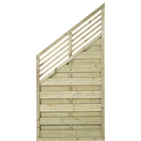 Schutting met doorkijk vuren - Newline schuin groen geimpregneerd (90 x 180/110 cm) geschaafd