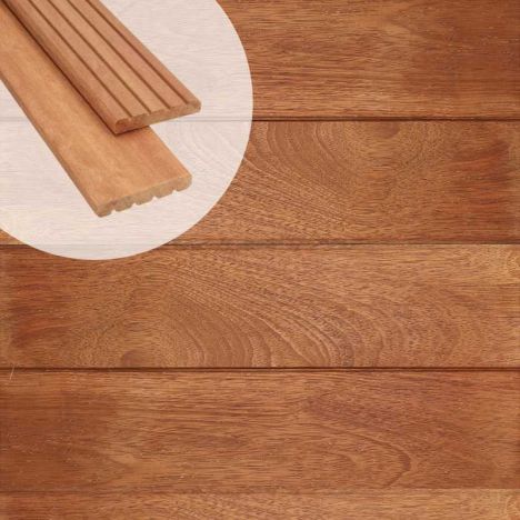 Vlonderplank hardhout Merbau 2,1 x 14,5 cm geschaafd voor RVS clips