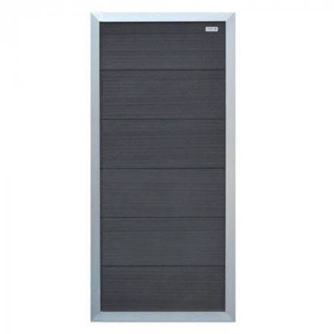 Schutting composiet Forte antraciet met blank aluminium kader (90 x 180 cm)