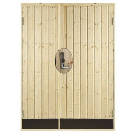 Dubbele dichte deur incl. kozijn en beslag - Rechtsdraaiend - Onbehandeld - 127,8 x 187,8 cm