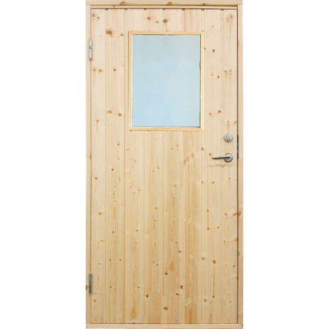 Enkele deur met raam incl. kozijn - Linksdraaiend - Onbehandeld - 88,6 x 197,8 cm