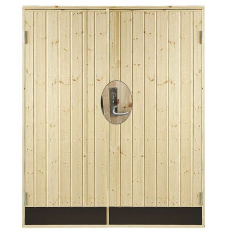 Dubbele dichte deur incl. kozijn en beslag - Rechtsdraaiend - Onbehandeld - 151,2 x 187,8 cm