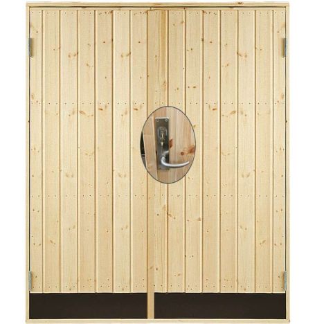 Dubbele dichte deur incl. kozijn en beslag - Rechtsdraaiend - Onbehandeld - 151,2 x 197,8 cm