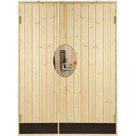 Dubbele dichte deur incl. kozijn en beslag - Rechtsdraaiend - Onbehandeld - 127,8 x 197,8 cm