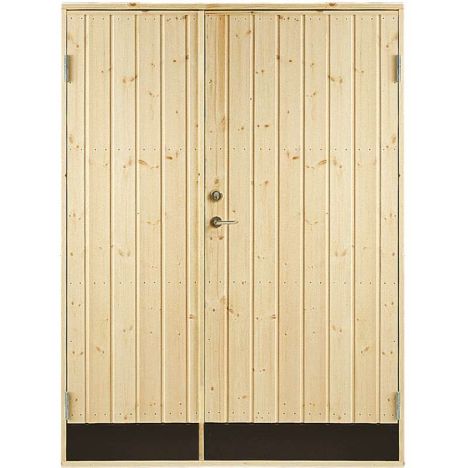 Dubbele dichte deur incl. kozijn - Rechtsdraaiend - Onbehandeld - 127,8 x 197,8 cm