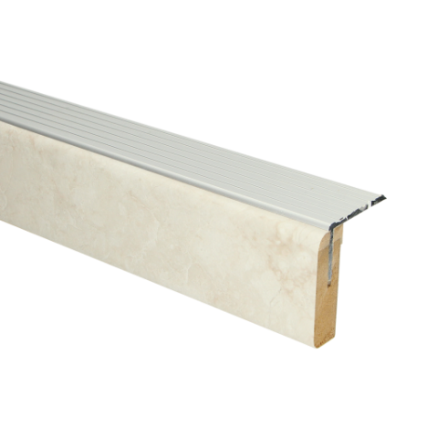 Uitloopprofiel Zilver - Lulea Grijs Marmer - 136 x 6,3 cm
