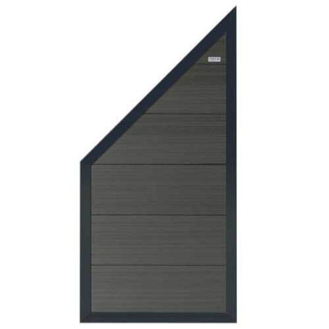 Schutting composiet schuin Forte antraciet met antraciet aluminium kader (90 x 180/93 cm)